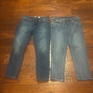 J. Crew Women's Dark and Light Blue Ankle Jeans